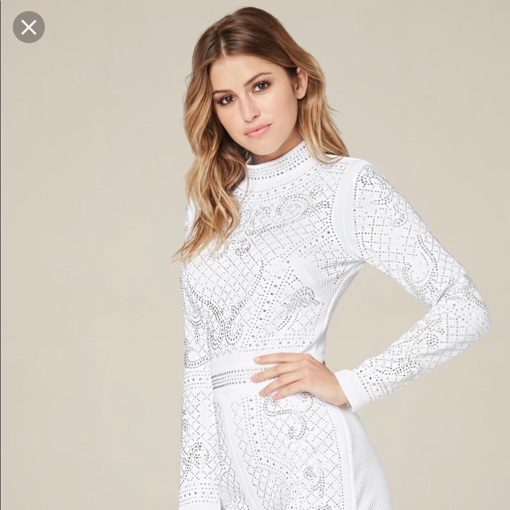 Bebe White Studded Romper